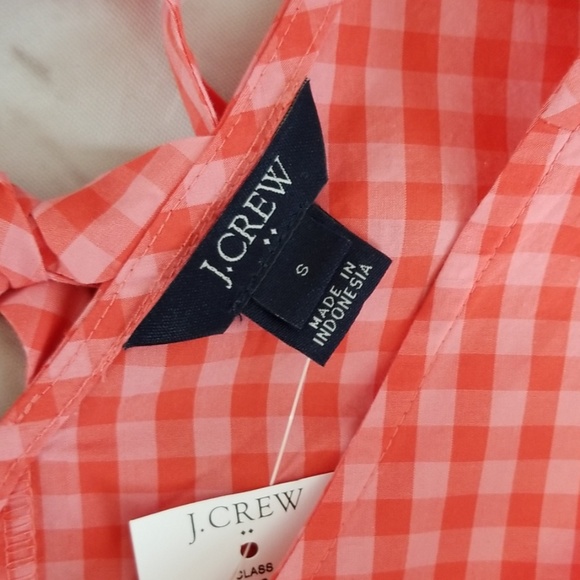 NWT J. Crew Fac Gingham Plaid Bow Back Peplum Tank - Picture 6 of 7